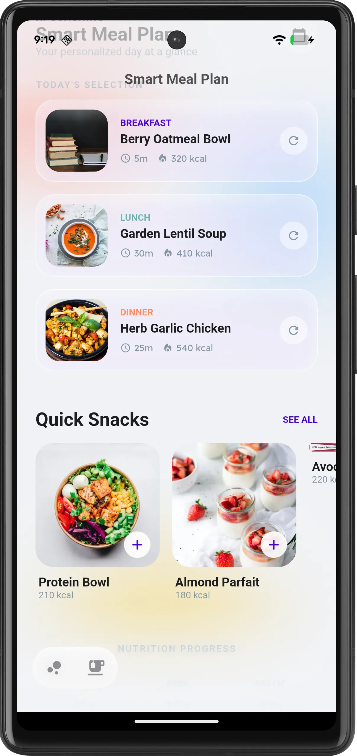Wellew app feature for AI-powered smart meal plans and recipes